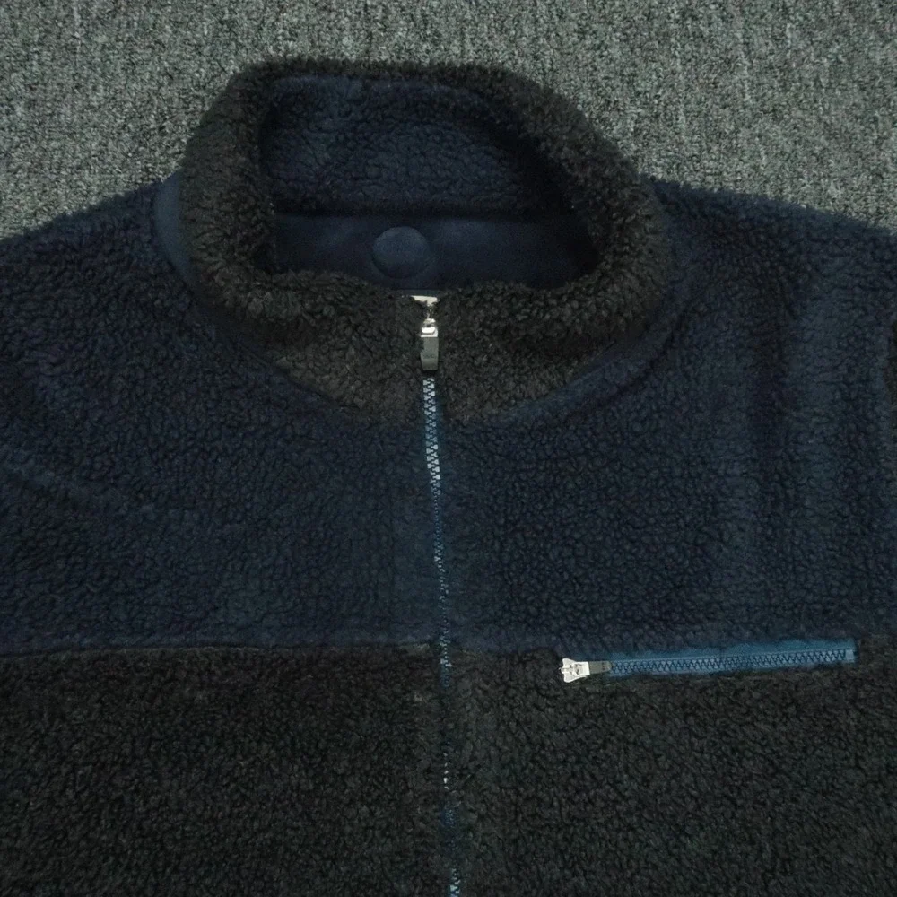 Carbon 2 Cobalt‎ Jacket Mens Large Gray Blue Full Zip Pockets Fleece Deep Pile